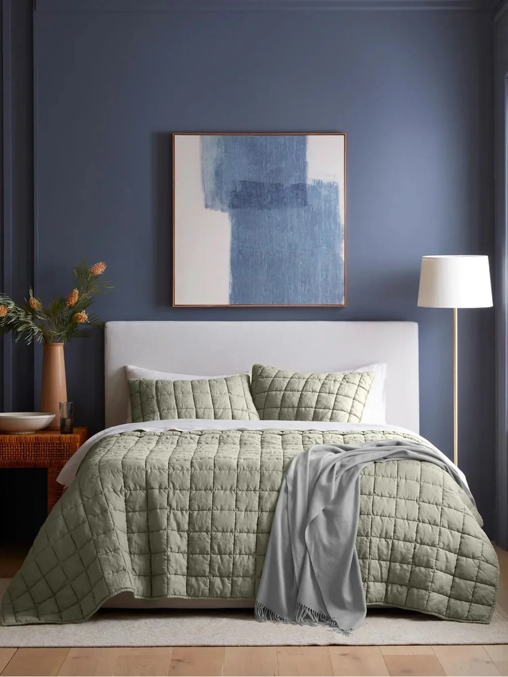 New Quince European Linen Box Quilt King/CalKing MSRP $184 - Willowleaf CALL OUT